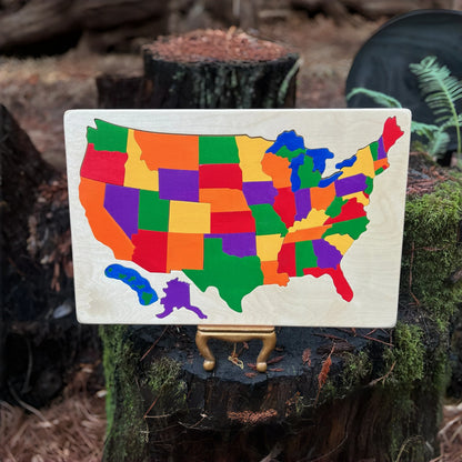 🇺🇸 America 250th Anniversary Handmade 50-State Wooden Puzzle Map