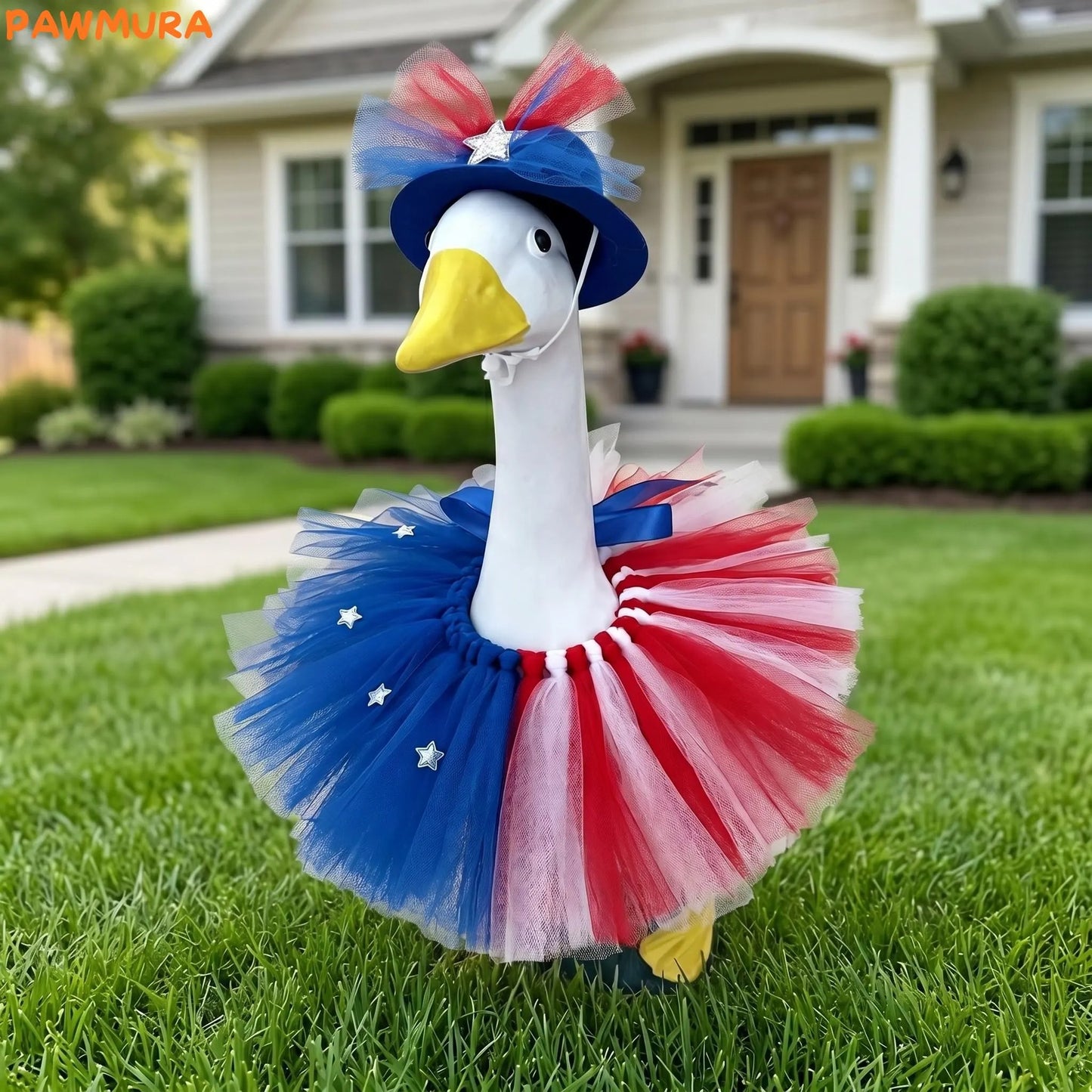 🇺🇸 Patriotic Porch Goose Outfit – Red White & Blue Tutu Dress🏡
