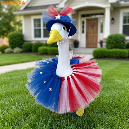 🇺🇸 Patriotic Porch Goose Outfit – Red White & Blue Tutu Dress🏡