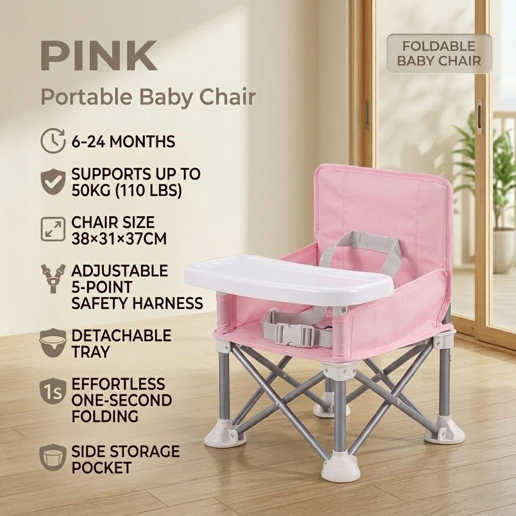 👶 Portable Baby Travel Seat | Feed Anywhere, Fold in Seconds