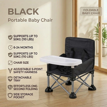 💯 Portable Baby High Chair with Safety Harness | Fold, Carry & Feed Anywhere