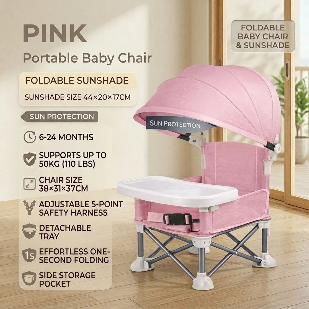 👶 Portable Baby Travel Seat | Feed Anywhere, Fold in Seconds