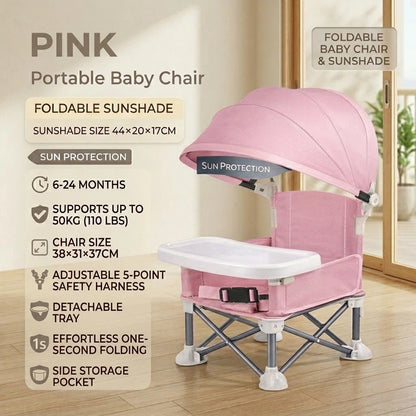 👶 Portable Baby Travel Seat | Feed Anywhere, Fold in Seconds