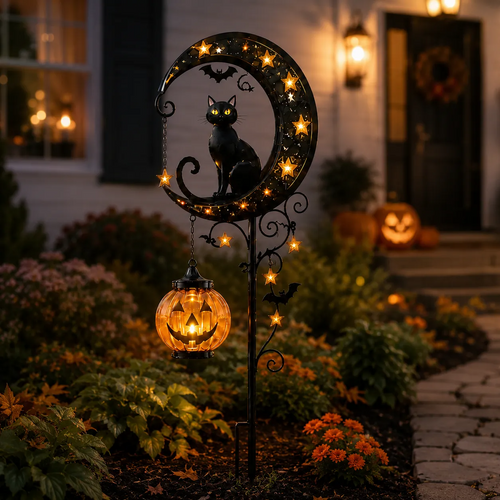 🎃Halloween Early Bird Special Sale - Pumpkin Moon Garden Stake Light