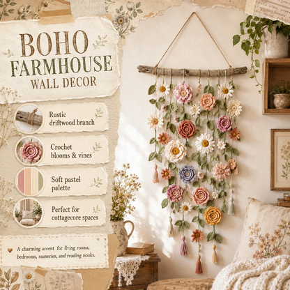 💐Boho Crochet Flower Wall Hanging Decor