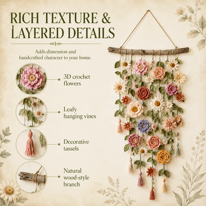 💐Boho Crochet Flower Wall Hanging Decor
