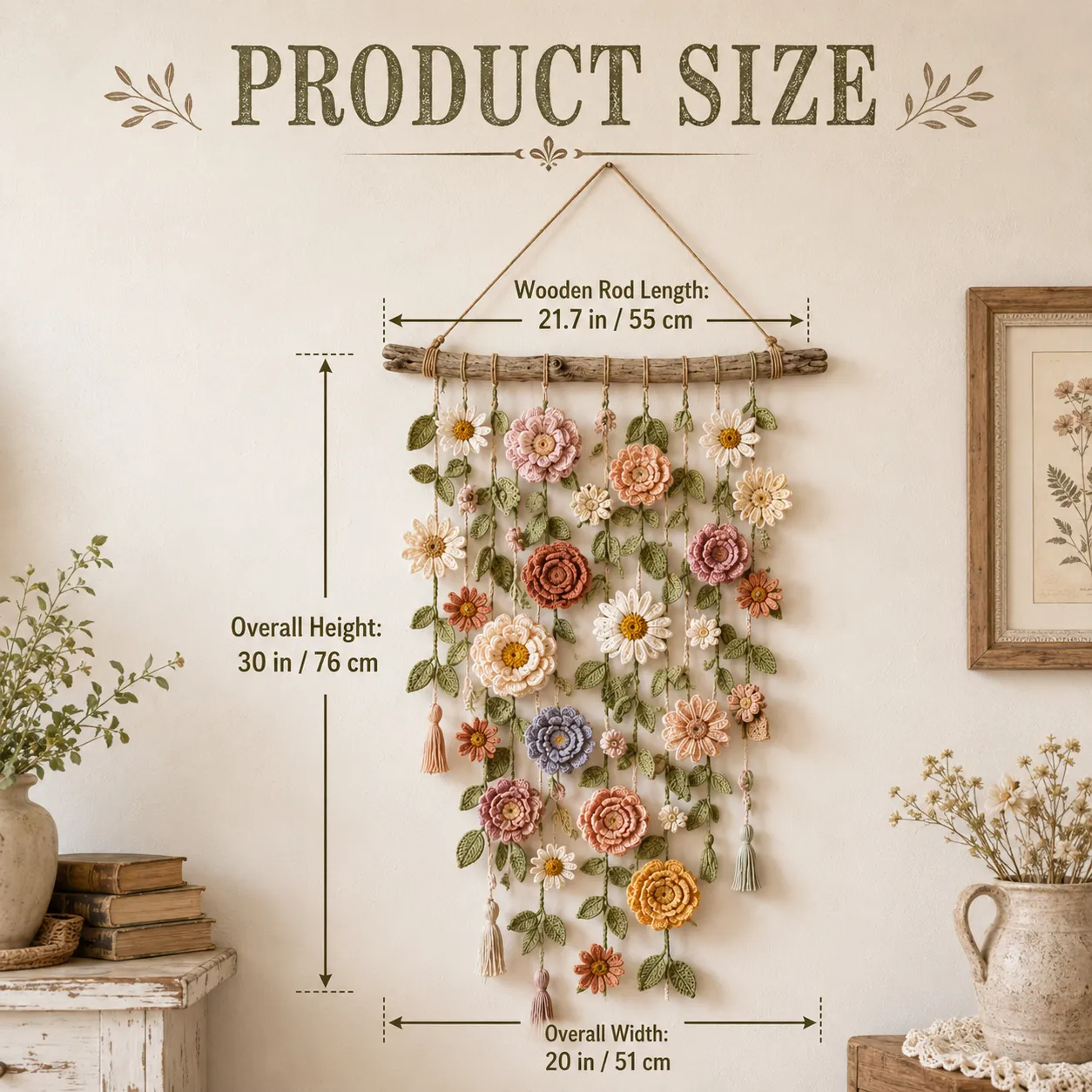 💐Boho Crochet Flower Wall Hanging Decor