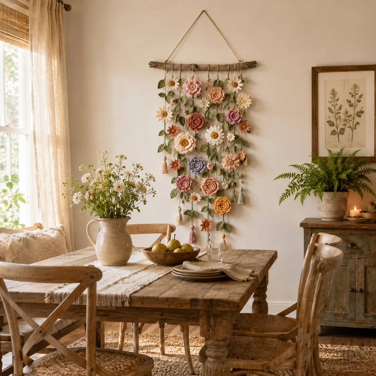 💐Boho Crochet Flower Wall Hanging Decor