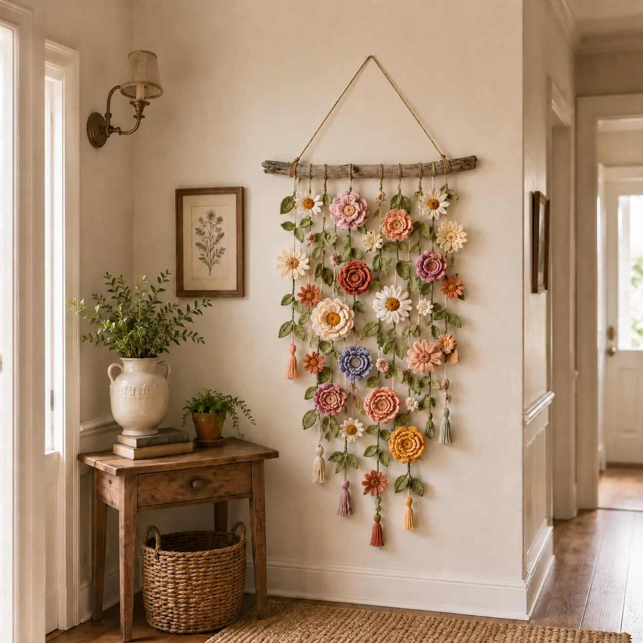 💐Boho Crochet Flower Wall Hanging Decor