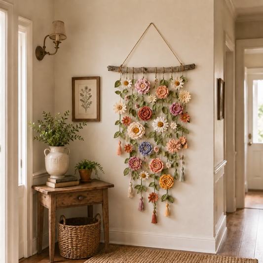 💐Boho Crochet Flower Wall Hanging Decor