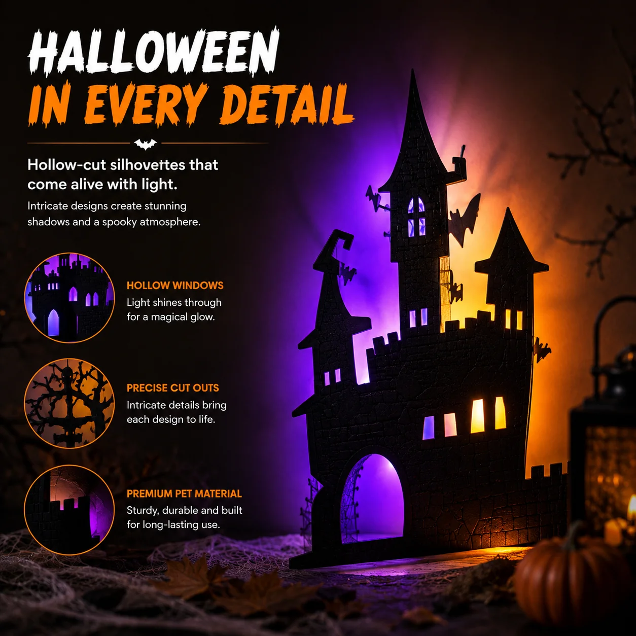 Halloween LED Silhouette Wall Stickers Battery Powered