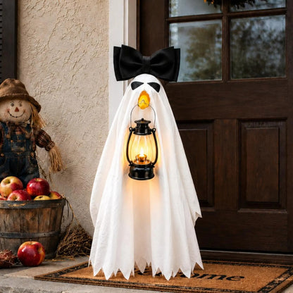 👻 Lantern Ghost Goose Outfit™ – Halloween Porch Goose Costume With Pumpkin Lantern For 23" Lawn Goose