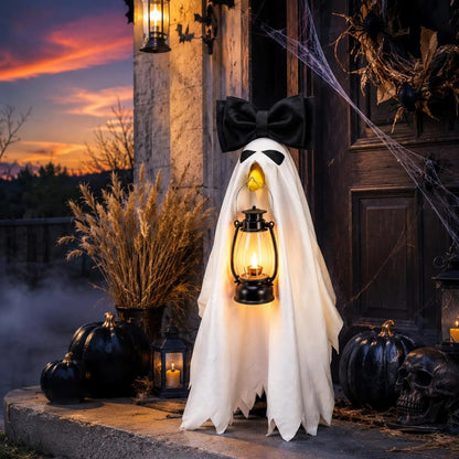 👻 Lantern Ghost Goose Outfit™ – Halloween Porch Goose Costume With Pumpkin Lantern For 23" Lawn Goose