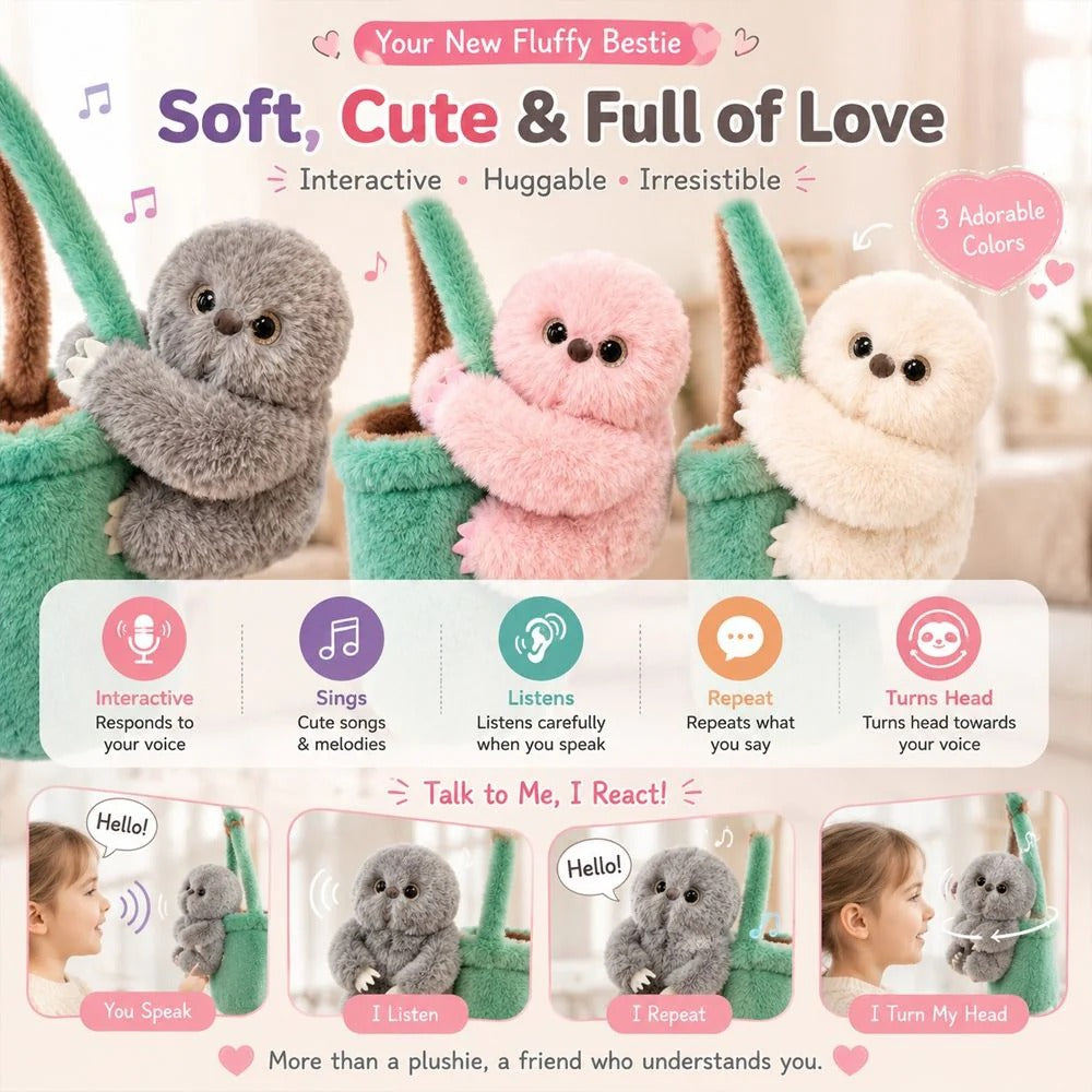 🦉 Fluffy AI Companion™ – Interactive Talking Plush Bag Charm That Responds to Your Touch