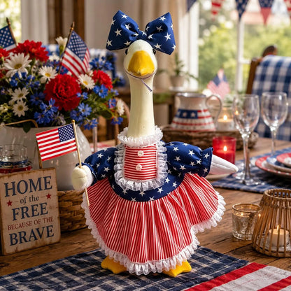 🇺🇸 Patriotic Porch Goose Outfit – Red White & Blue Tutu Dress🏡