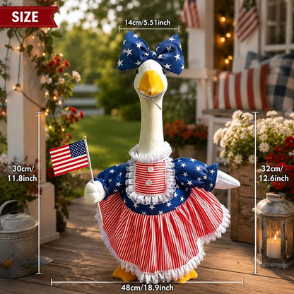 🦢🇺🇸The 250th US Anniversary Edition Porch Goose Decor Set — (Includes Bow & USA Flag) ❤️🤍💙