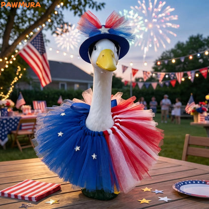 🇺🇸 Patriotic Porch Goose Outfit – Red White & Blue Tutu Dress🏡