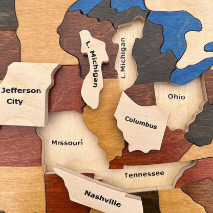 🇺🇸 America 250th Anniversary Handmade 50-State Wooden Puzzle Map