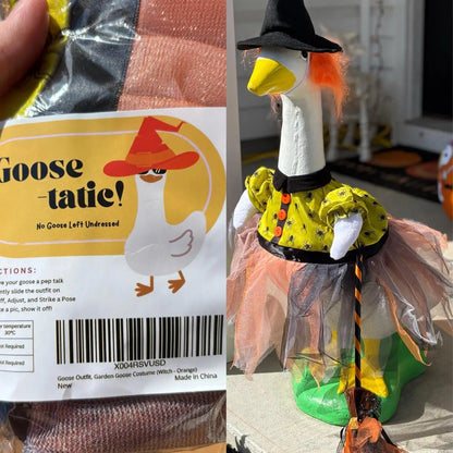 🧙‍♀️ Halloween Witch Goose Outfit™ – Spooky Fall Porch Decor Costume for 23" Lawn Goose Statue