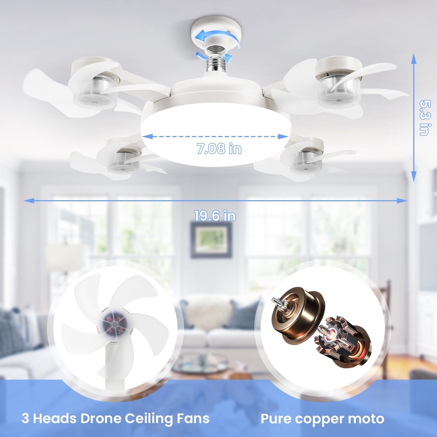 🔥 Summer Sale | Screw-In Ceiling Fan Light with Remote – Bright LED & Powerful Cooling