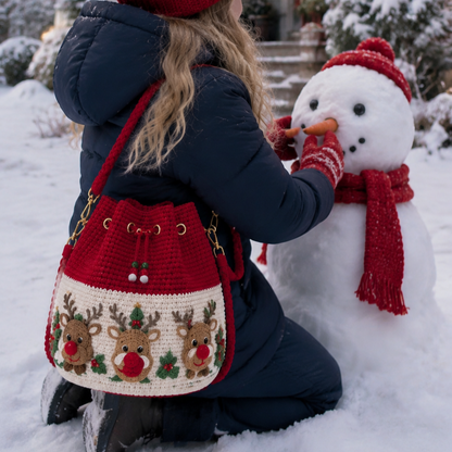 🎄Christmas Crochet Bucket Crossbody Bag 🎅
