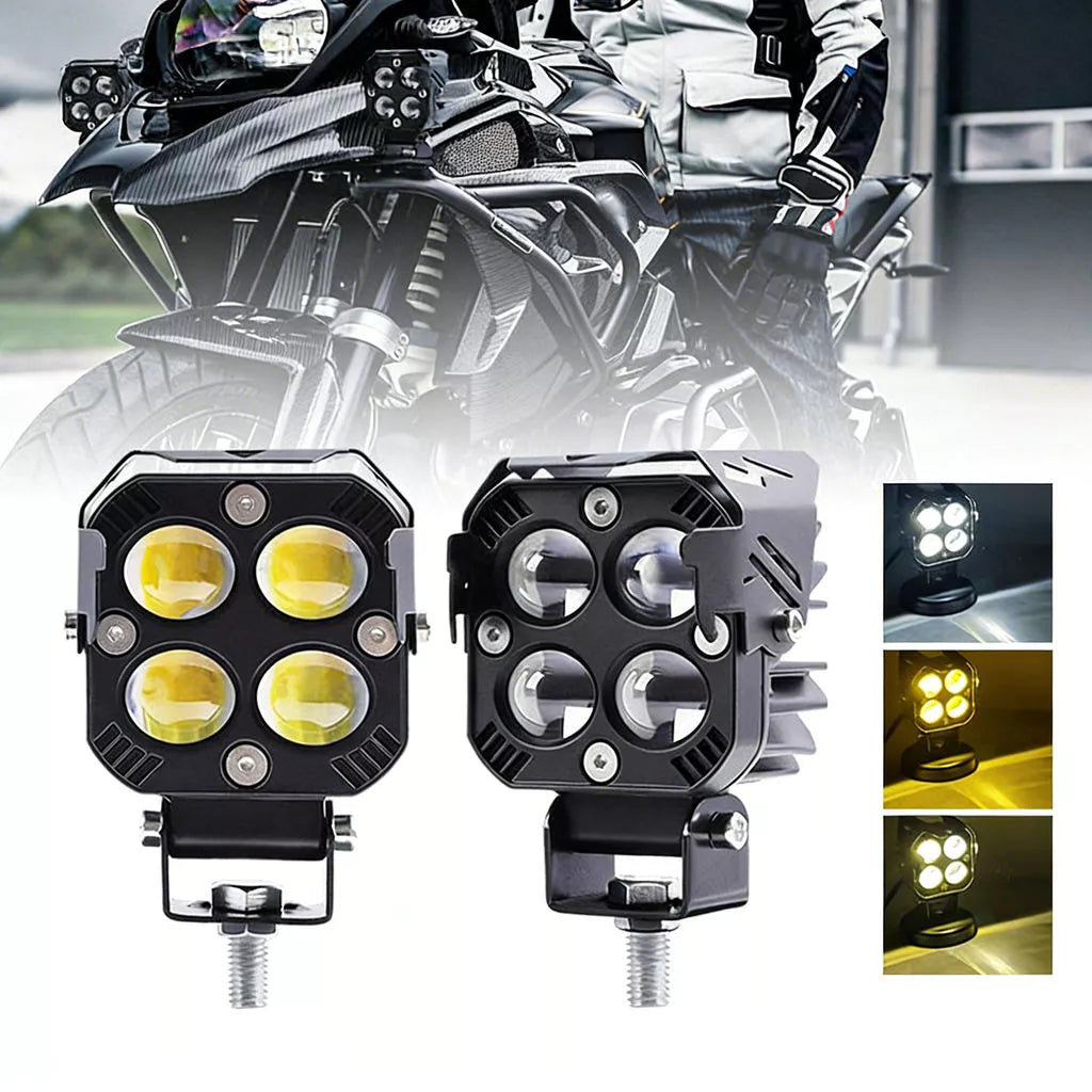 Valors™ 4-Lens High-Power Motorcycle LED Auxiliary Driving Lights