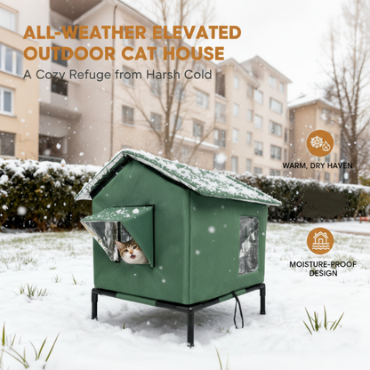 🐈 Outdoor All-Season Elevated Cat House | Give Outdoor Cats a Cozy Home