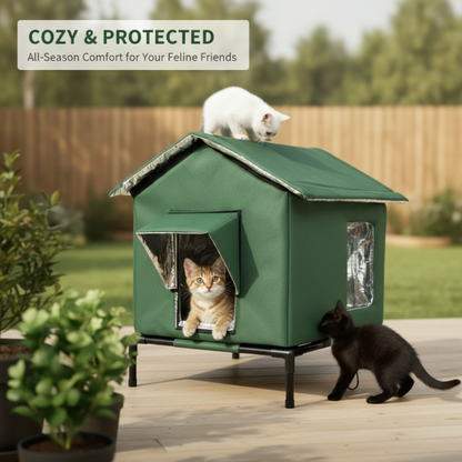 🐈 Outdoor All-Season Elevated Cat House | Give Outdoor Cats a Cozy Home