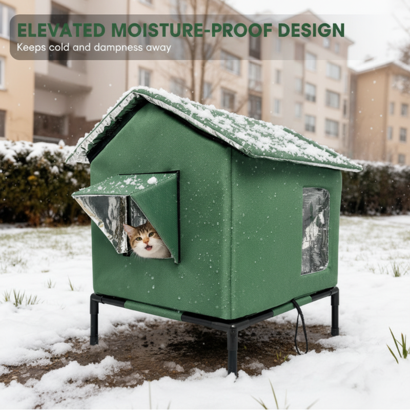 🐈 Outdoor All-Season Elevated Cat House | Give Outdoor Cats a Cozy Home