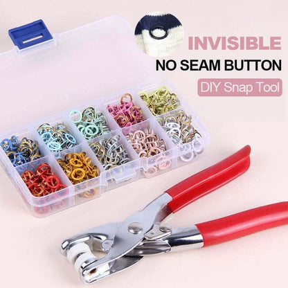 ✂️DIY Button‑Sewing Kit – Rust‑Proof Copper Snaps, Hand Plier, Multi‑Colour ✨