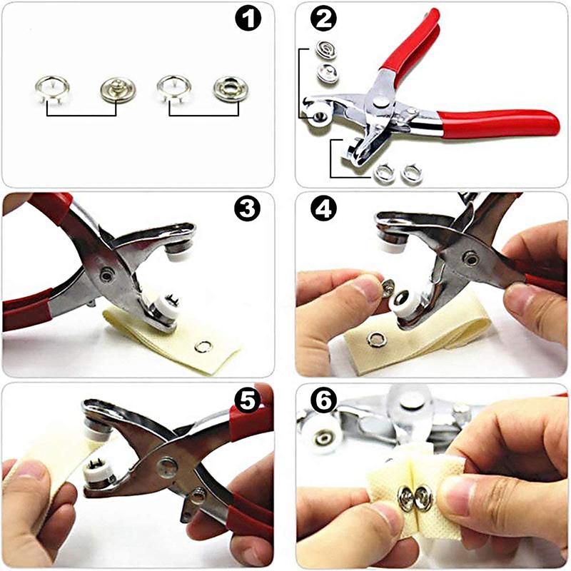 ✂️DIY Button‑Sewing Kit – Rust‑Proof Copper Snaps, Hand Plier, Multi‑Colour ✨