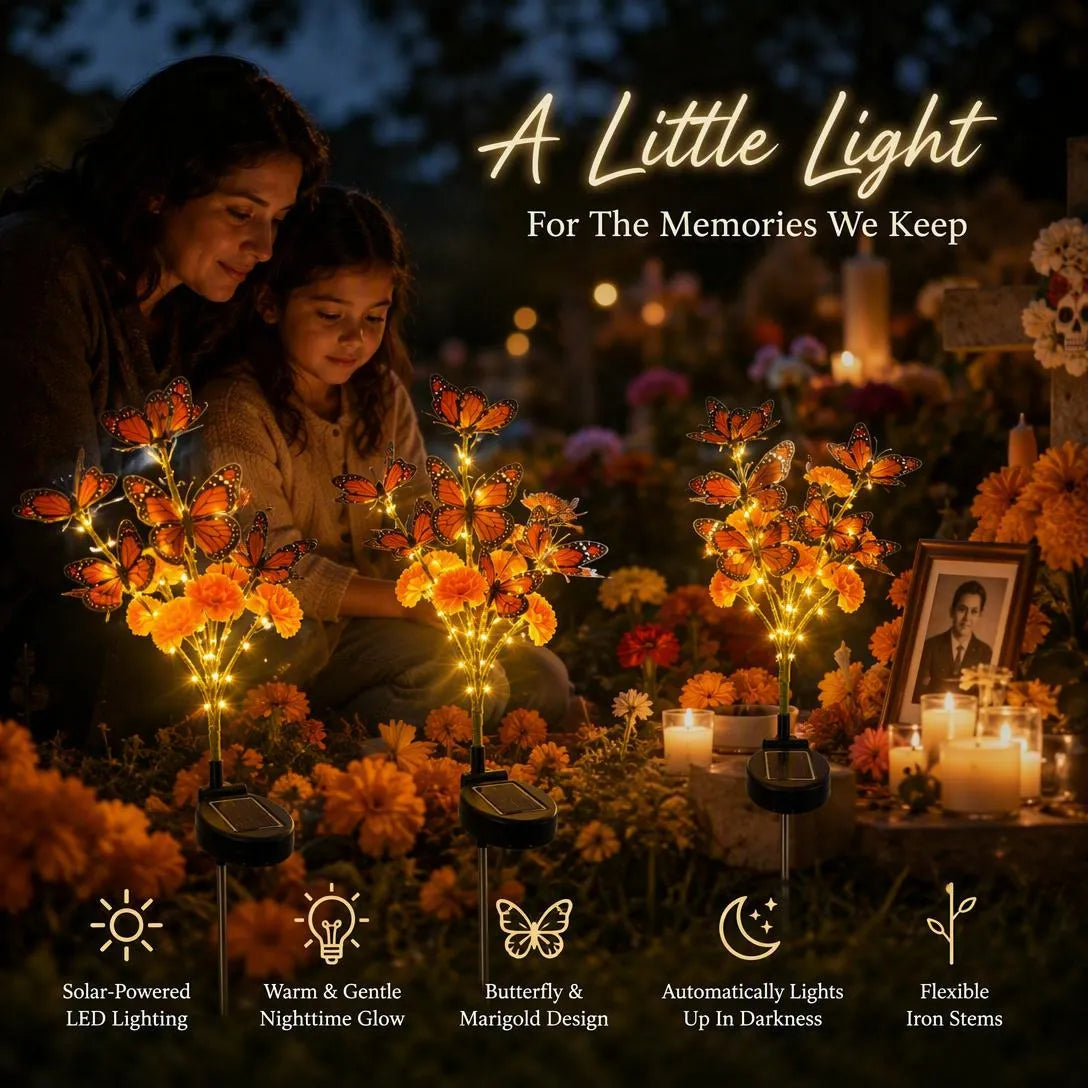 Solar Marigold Butterfly Memorial Garden Lights