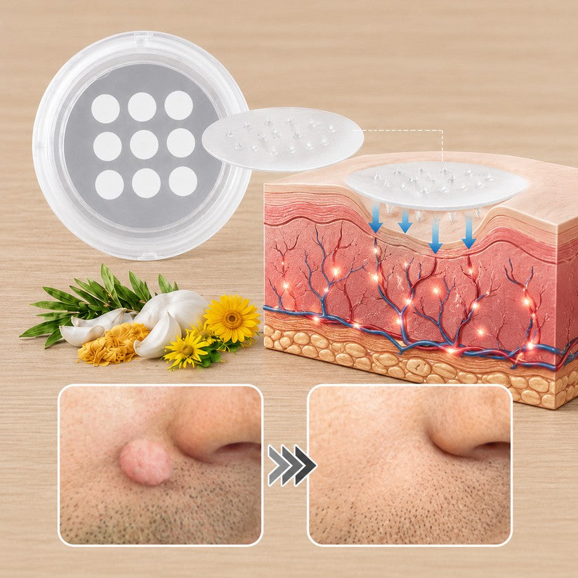 2-in-1 Microneedle & Hydrocolloid Patch 🌿 Invisible Face & Body Patches for Raised Moles, Acne, Flat Warts & Skin Tags - Helps Improve the Appearance of Wrinkles, Scars & Blemishes