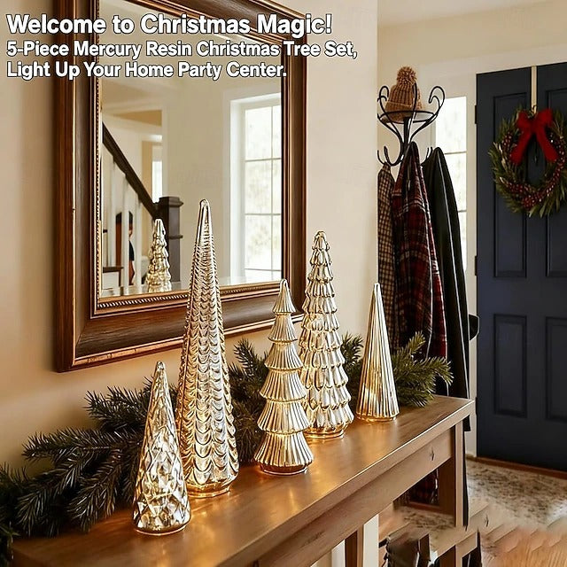 🔥Christmas Sale🎁Set of 5 Illuminated Mercury Christmas Trees