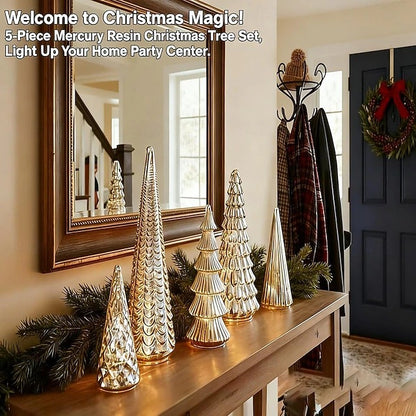 🔥Christmas Sale🎁Set of 5 Illuminated Mercury Christmas Trees