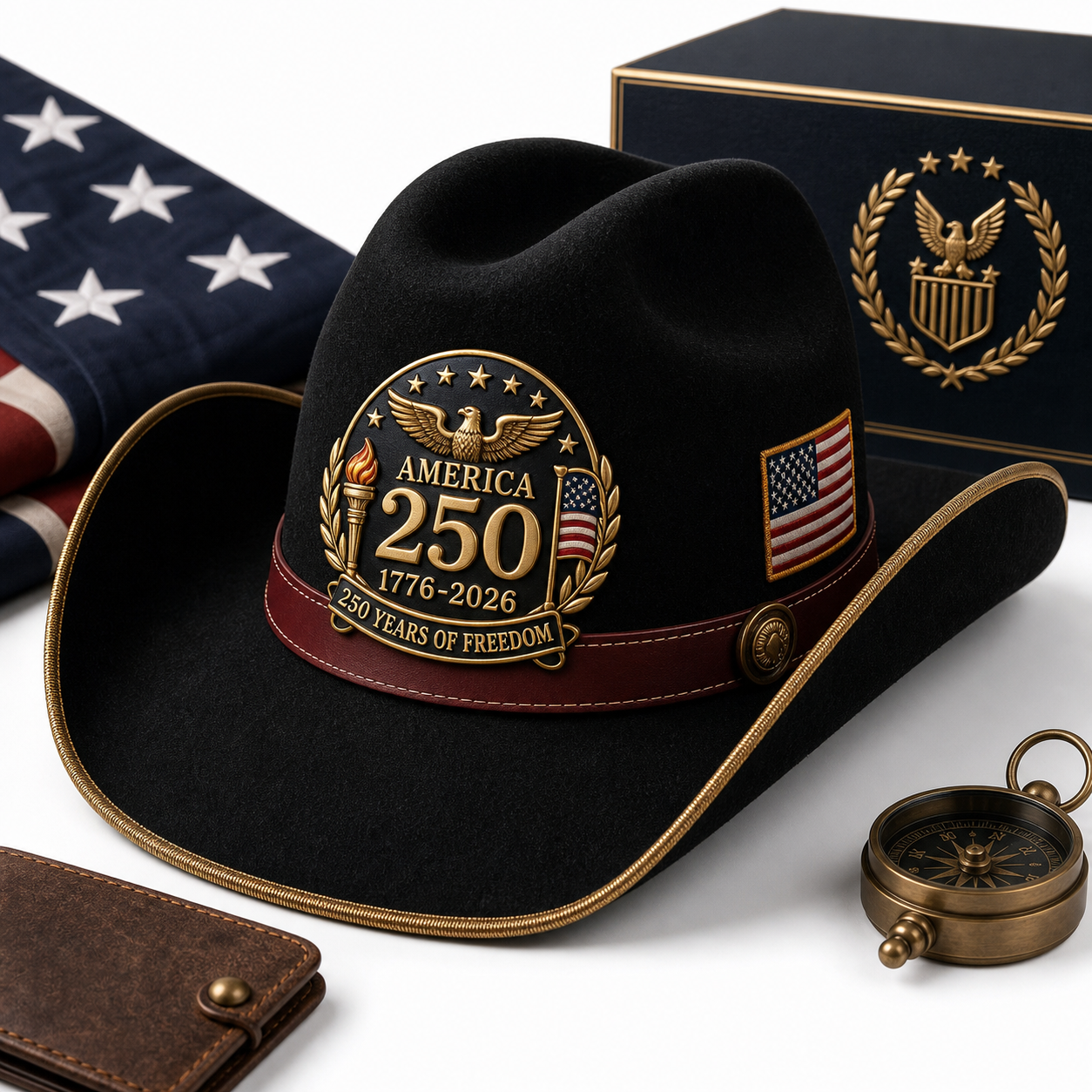 🇺🇸 Father's Day Sale –America 250th Anniversary Patriotic Western Cowboy Hat 🔥